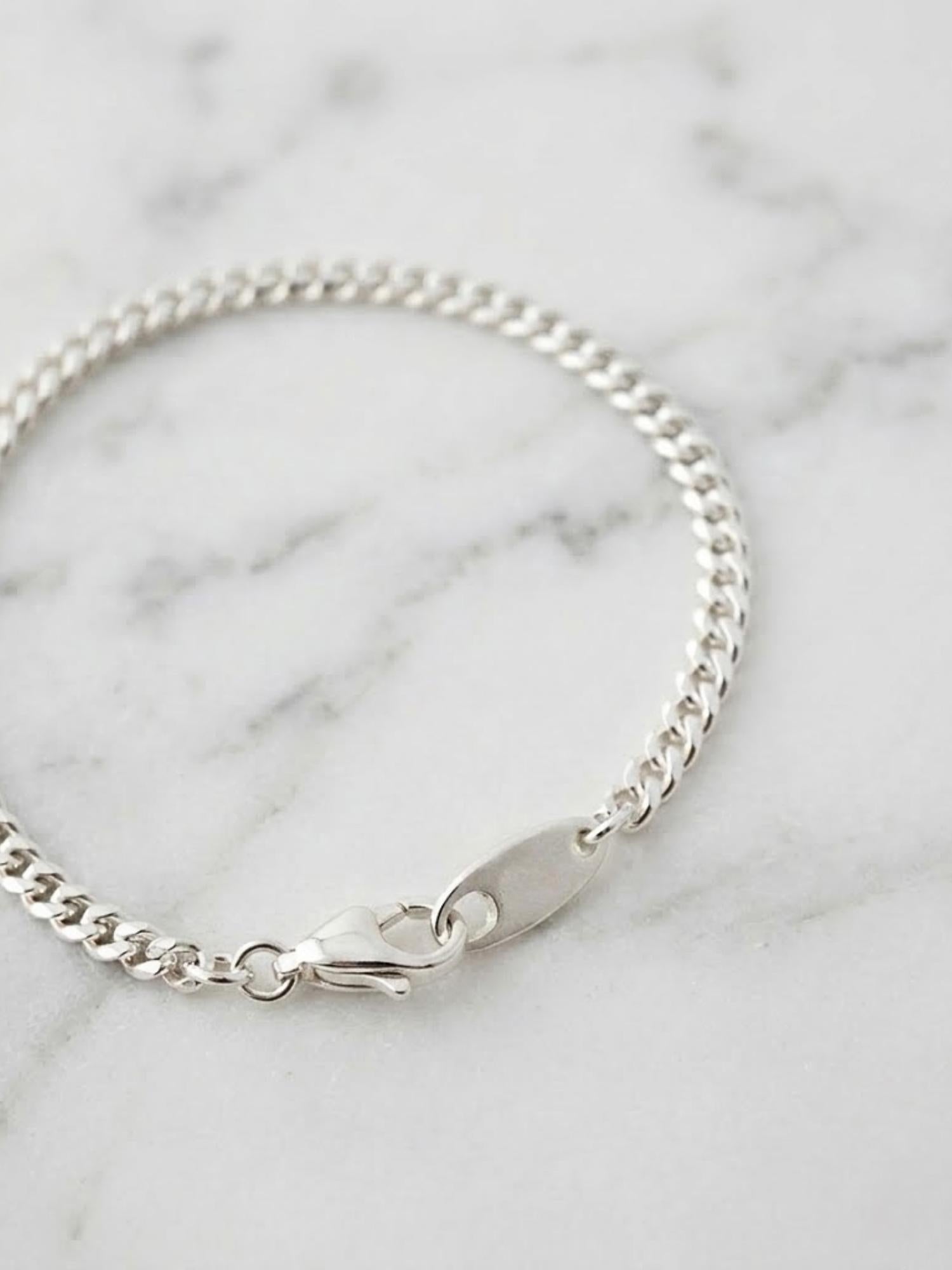 925 Sterling Silver Curb Chain Bracelet, Thick Silver Bracelet 4 mm, Silver Cuban Bracelet