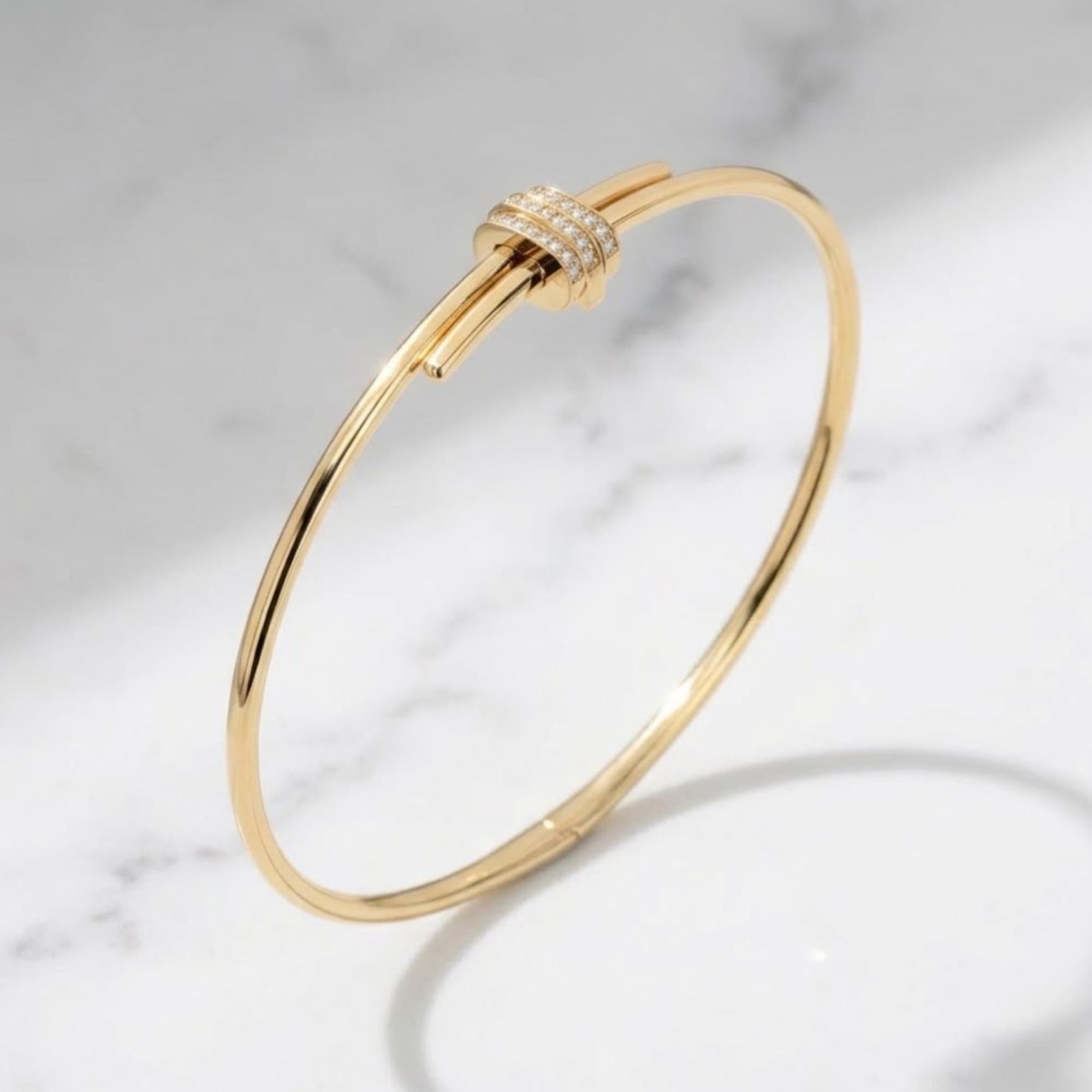 Solid Gold Bangle Bracelet for Women, Round Cut Moissanite Bracelet Bangle, Gold Latch Bracelet,Moissanite Bangle Bracelet, Gift For Her