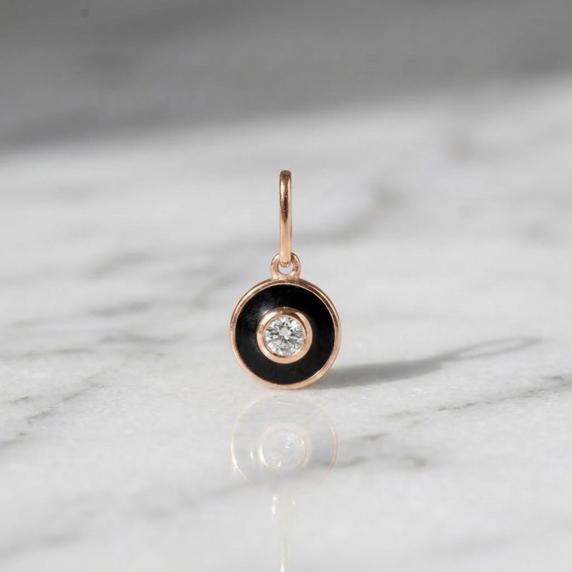 Solid Gold Round Moissanite Charm Pendant, Minimal Everyday Jewelry Dainty Charm