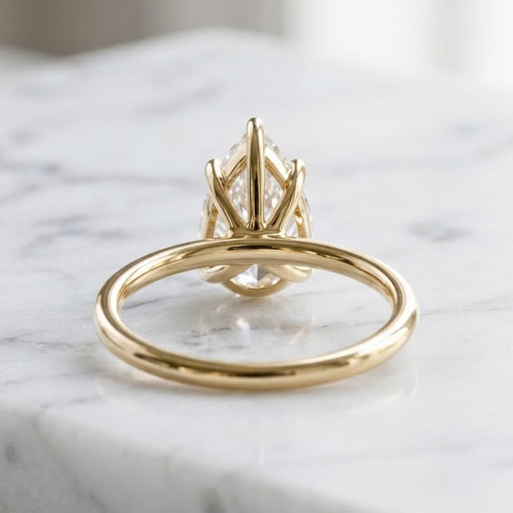 Pear Cut Moissanite Engagement Ring | 14K Solid Gold Solitaire Ring | Dainty Proposal Ring | Anniversary Gift for Her | Wedding Ring