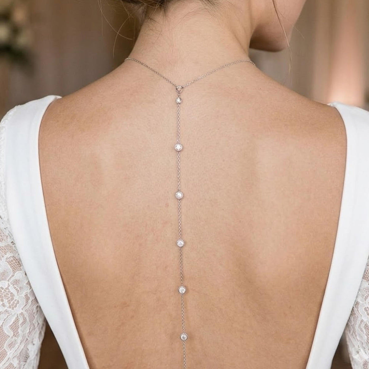 Crystal Backdrop Bridal Necklace – Wedding Dress Jewelry