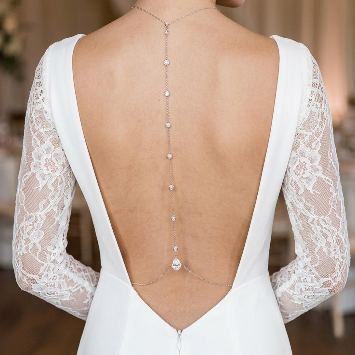 Crystal Backdrop Bridal Necklace – Wedding Dress Jewelry