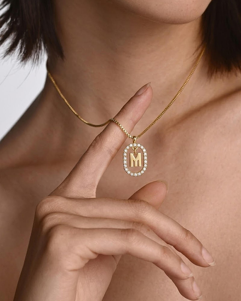 Initial Moissanite Pendant Necklace, Gold Charm Necklace, Birthday Personalized Necklace, Letter Necklace, 14k Gold Necklace