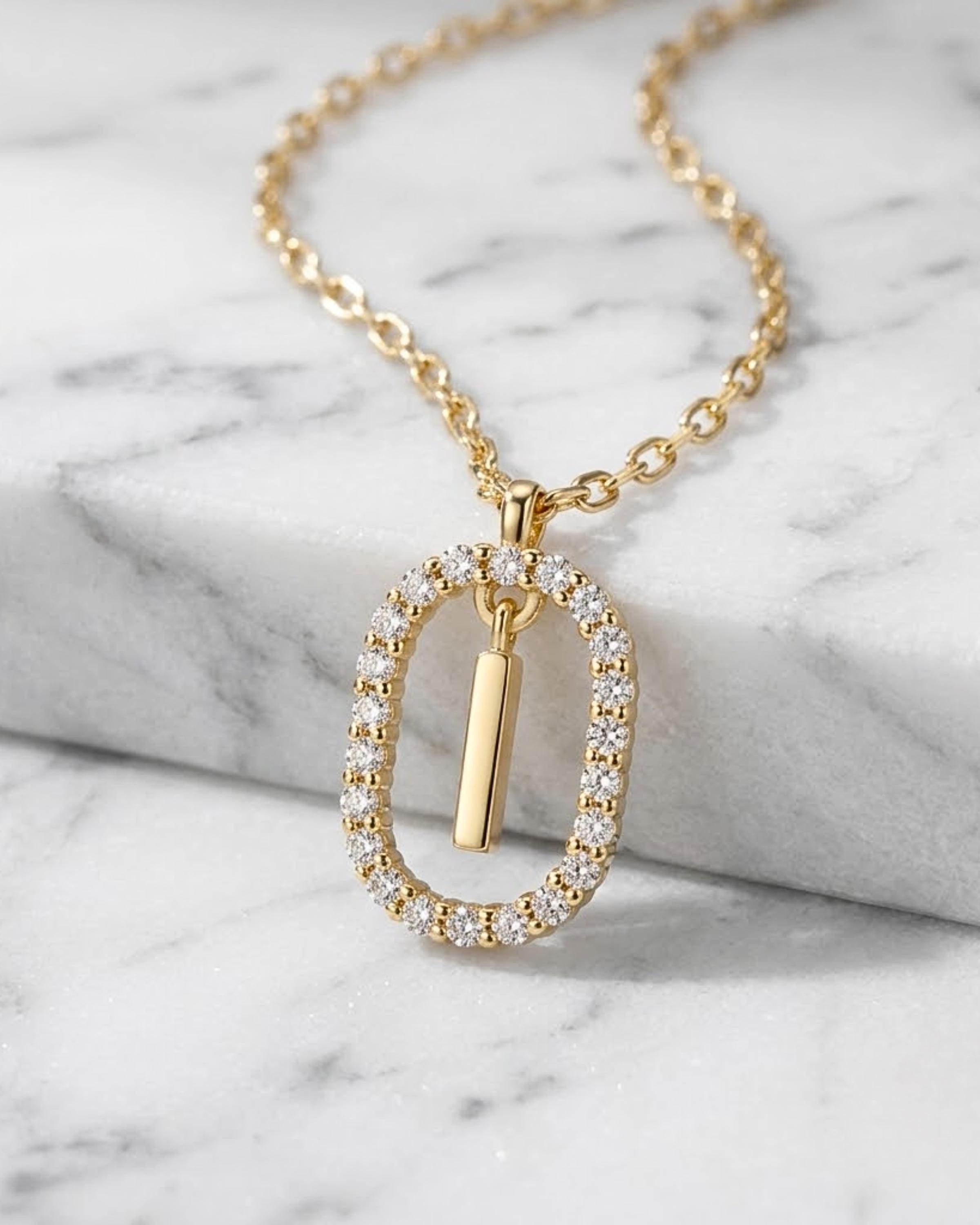 Initial Moissanite Pendant Necklace, Gold Charm Necklace, Birthday Personalized Necklace, Letter Necklace, 14k Gold Necklace