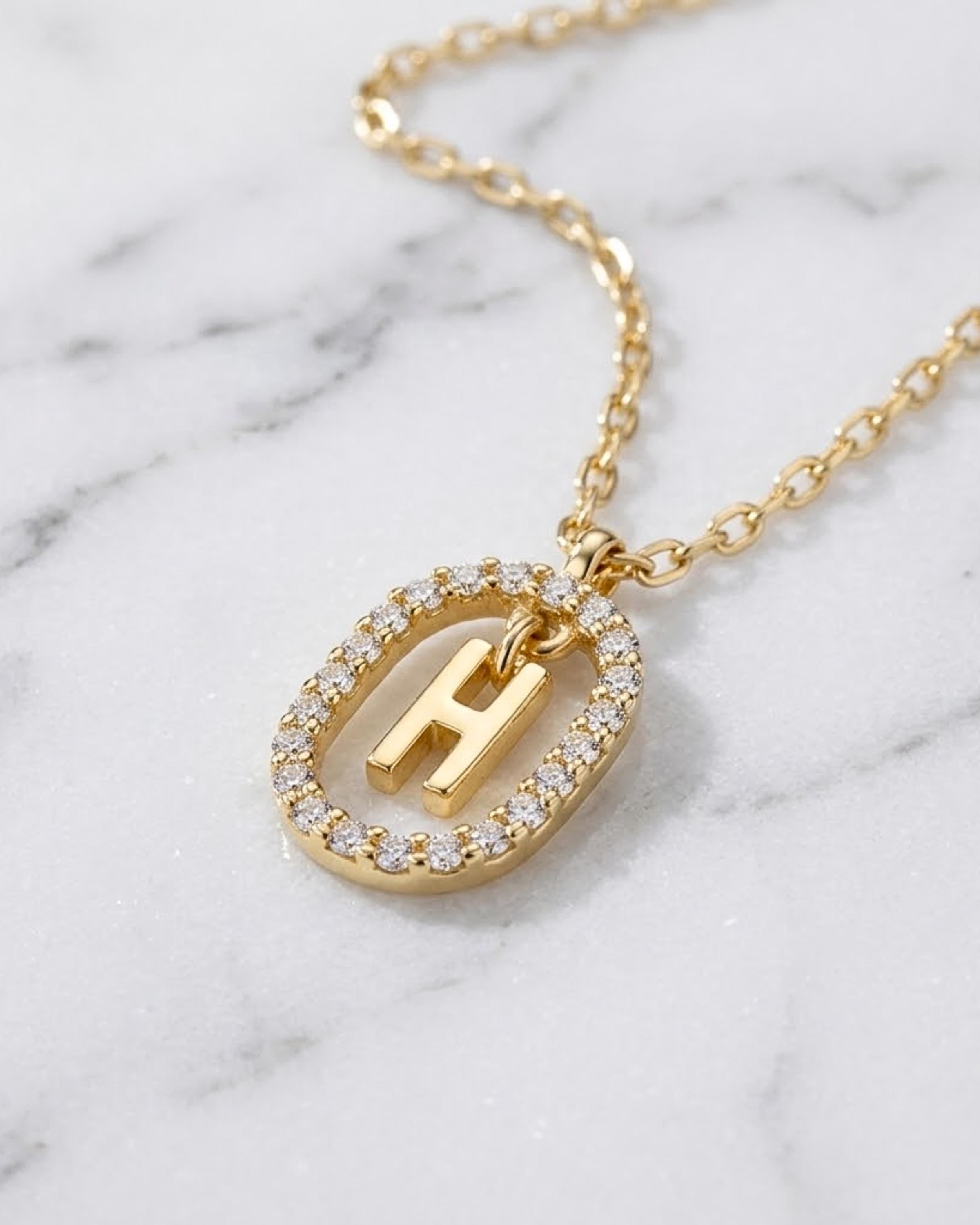 Initial Moissanite Pendant Necklace, Gold Charm Necklace, Birthday Personalized Necklace, Letter Necklace, 14k Gold Necklace