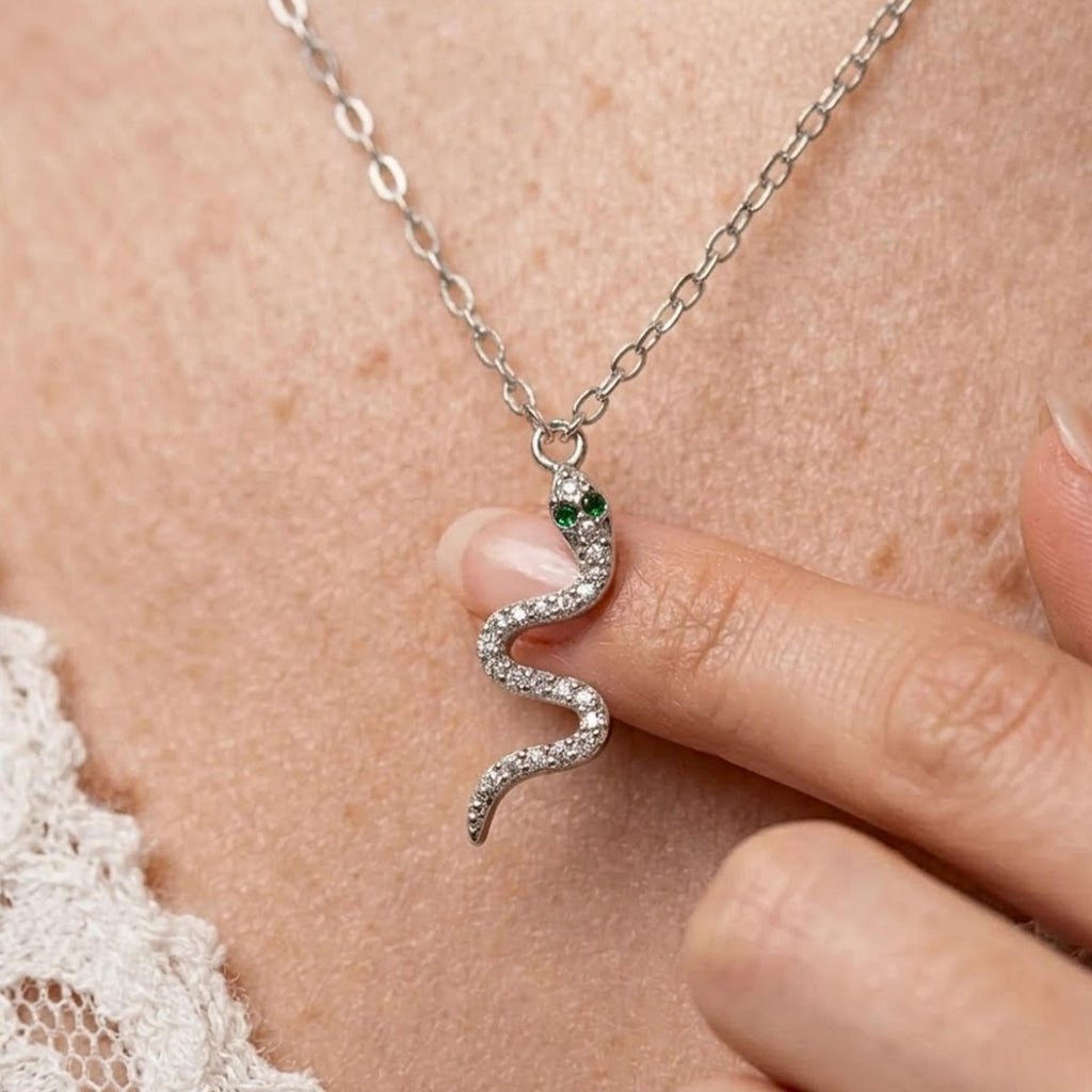 Dainty Snake Pendant • Solid Real Gold 10k 14k • Serpent Charm Necklace • Minimalist Animal Jewelry