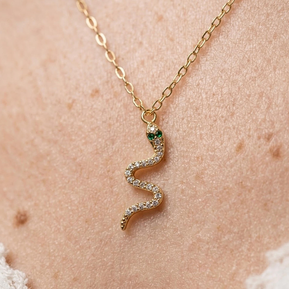 Dainty Snake Pendant • Solid Real Gold 10k 14k • Serpent Charm Necklace • Minimalist Animal Jewelry