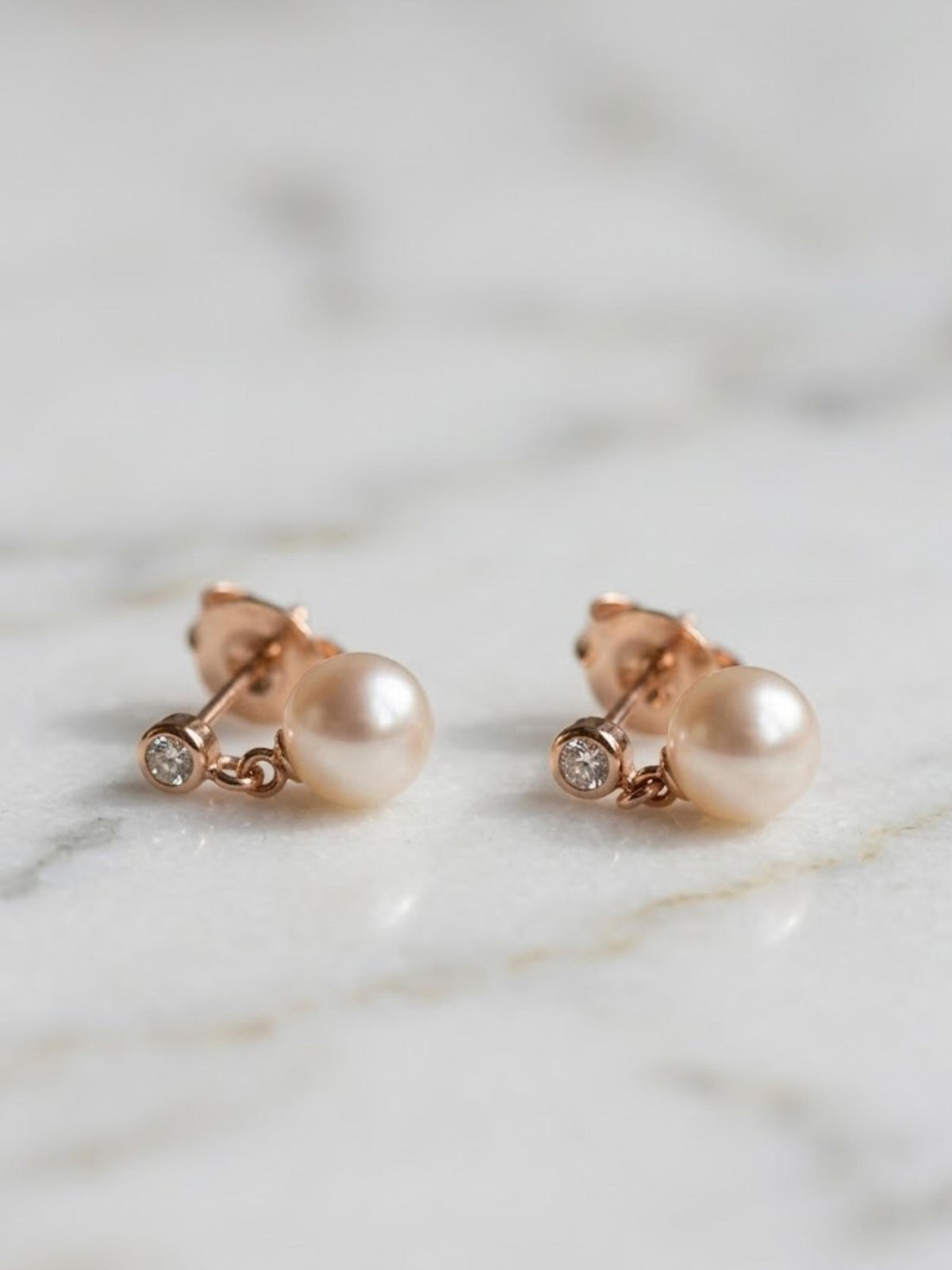 Freshwater Pearl Earrings, Moissanite Pearl Stud Earrings, Pearl Dangle Earrings, Gold Stud Earrings, Wedding Earrings, Bridal Earrings