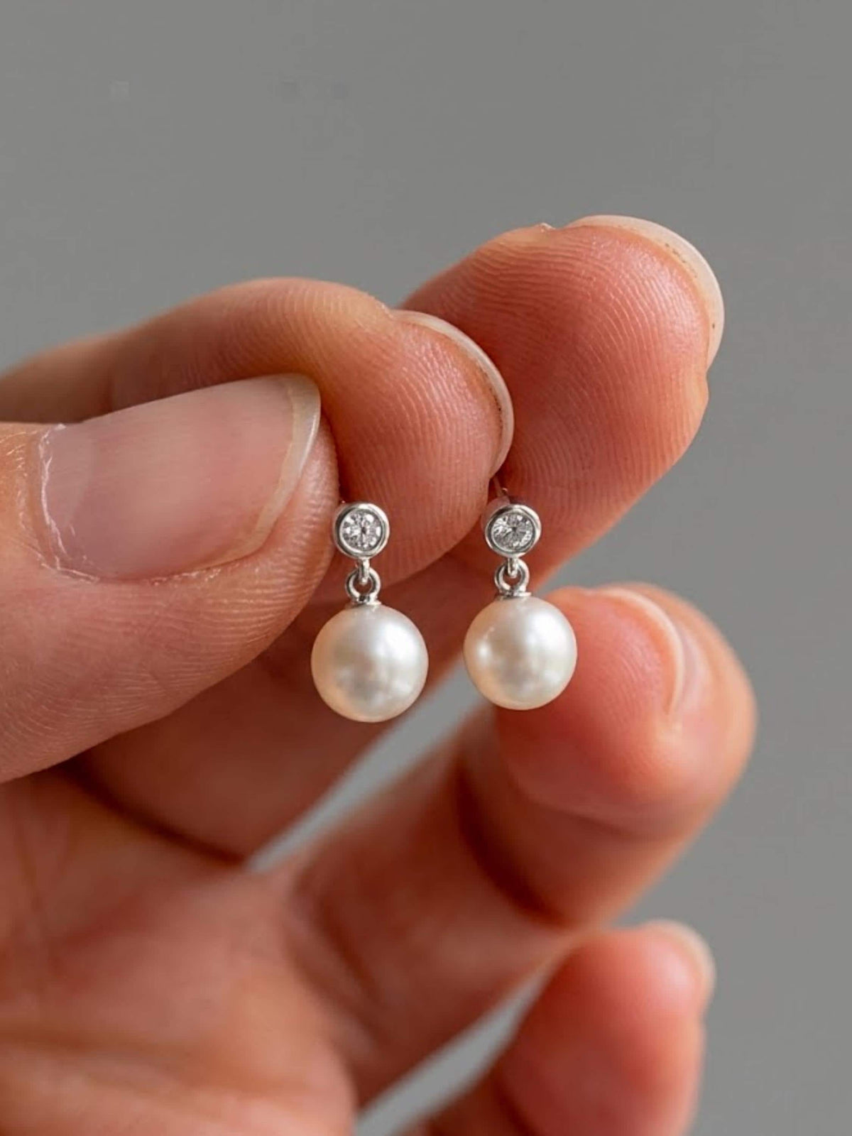 Freshwater Pearl Earrings, Moissanite Pearl Stud Earrings, Pearl Dangle Earrings, Gold Stud Earrings, Wedding Earrings, Bridal Earrings
