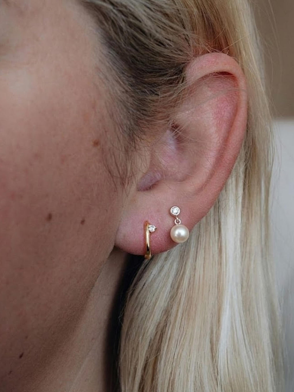 Sterling Silver Pearl Stud Earrings, Pearl Drop Moissanite Stud Earrings, Wedding Earrings, Bridal Earrings, Engagement Earrings