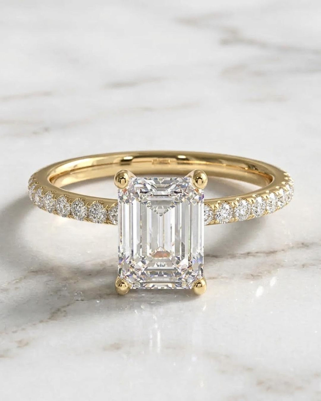 Emerald Cut Moissanite Ring for Mom  Push Present  14K Gold April Travel Ring