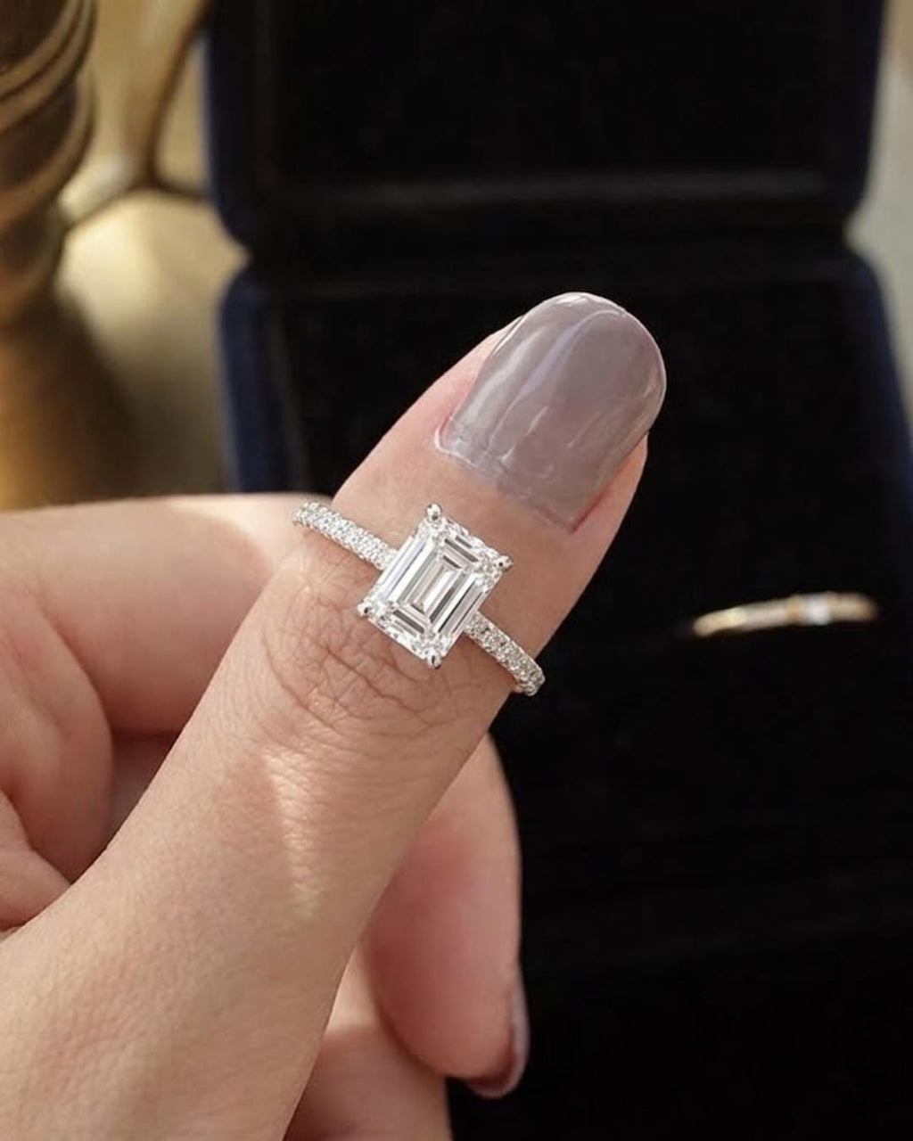 Emerald Cut Moissanite Ring for Mom  Push Present  14K Gold April Travel Ring