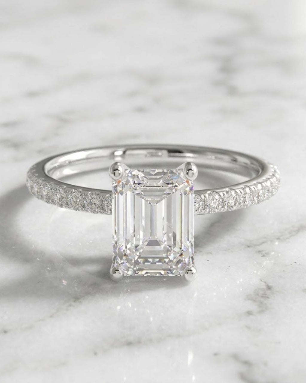 Emerald Cut Moissanite Ring for Mom  Push Present  14K Gold April Travel Ring