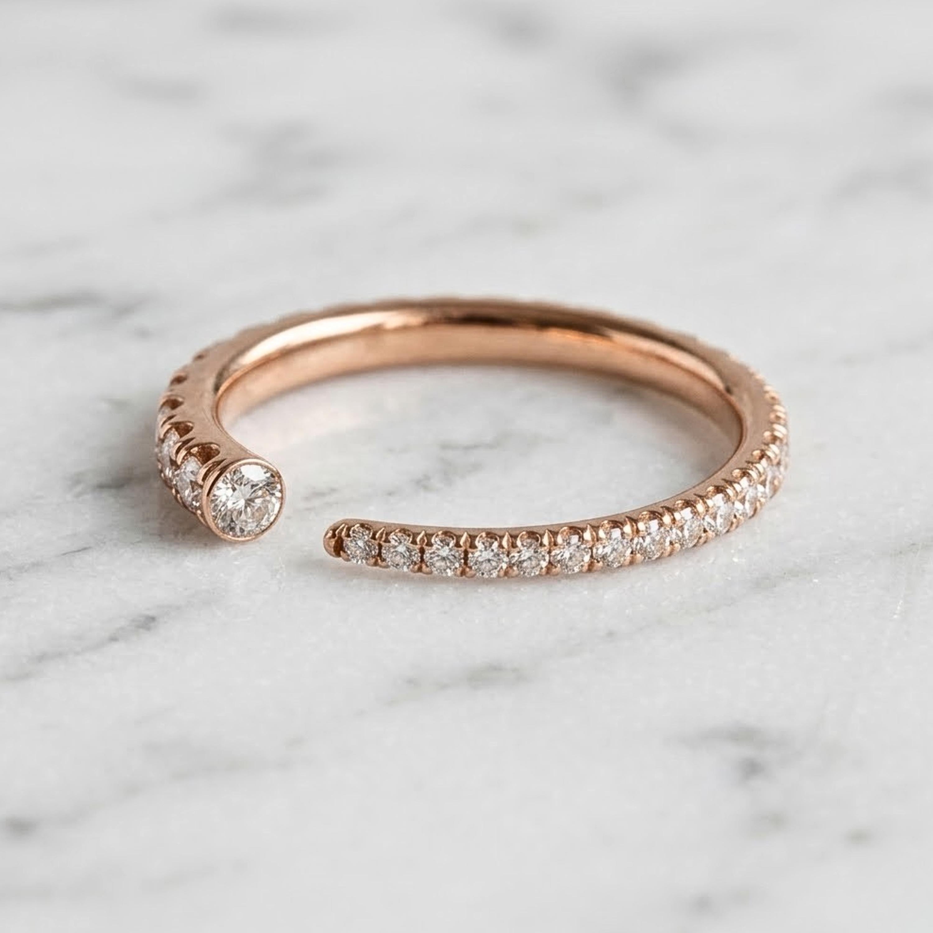 Open Gap Stack Ring Round Moissanite Engagement Band Eternity Minimalist Band Moissanite Stackable Matching Band