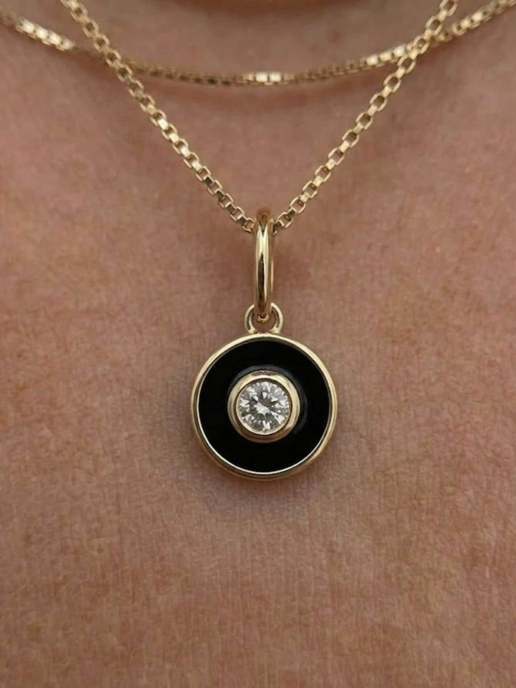 Solid Gold Round Moissanite Charm Pendant, Minimal Everyday Jewelry Dainty Charm