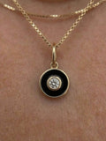 Solid Gold Round Moissanite Charm Pendant, Minimal Everyday Jewelry Dainty Charm