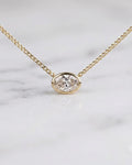 East West Oval Cut Moissanite Pendant, 3 Carat Diamond Solitaire Pendant, 14K Solid Gold Bezel Set Pendant, Anniversary Gift, Mom Gift Idea