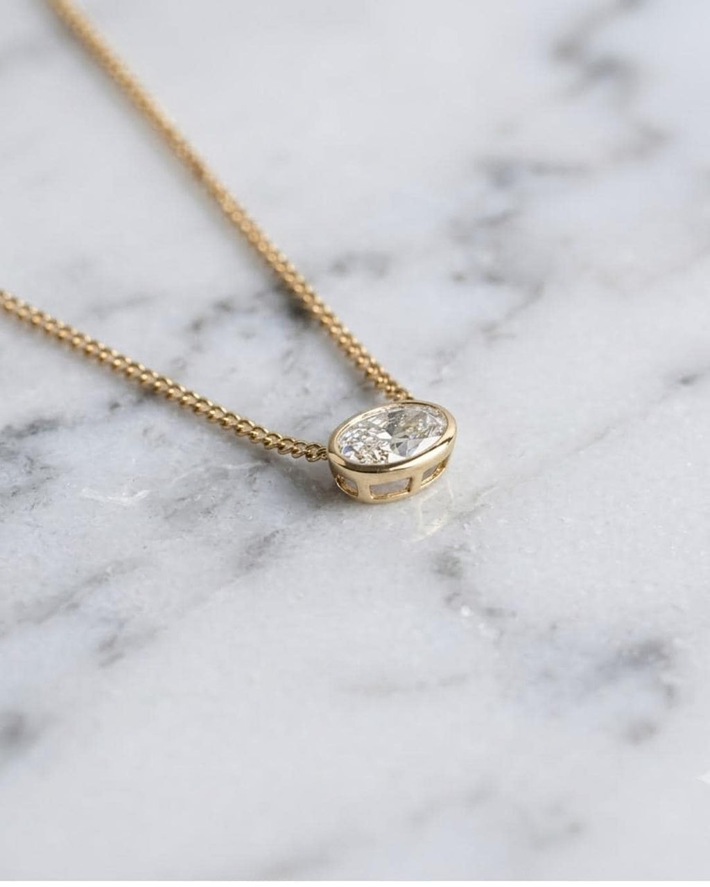 East West Oval Cut Moissanite Pendant, 3 Carat Diamond Solitaire Pendant, 14K Solid Gold Bezel Set Pendant, Anniversary Gift, Mom Gift Idea