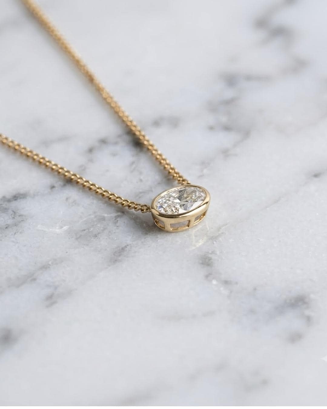 East West Oval Cut Moissanite Pendant, 3 Carat Diamond Solitaire Pendant, 14K Solid Gold Bezel Set Pendant, Anniversary Gift, Mom Gift Idea